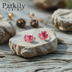 Handcrafted earrings with Swarovski crystal with pink crystals and silver